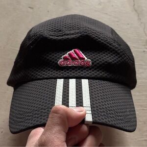 adidas black and pink striped hat